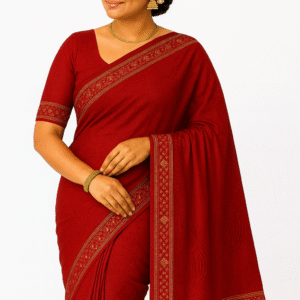 Red Bull Elegant Red Saree with Blouse