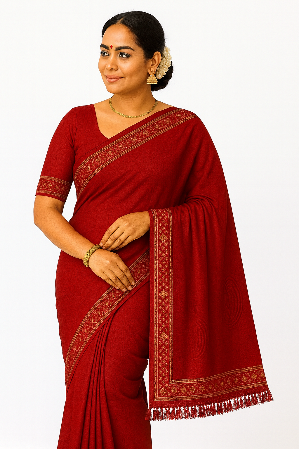 Red Bull Elegant Red Saree with Blouse