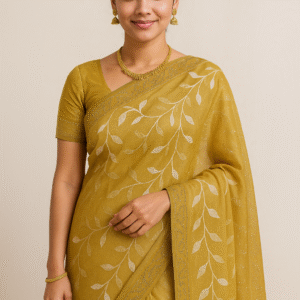 Elegant Mustard Embroidered Saree for Women